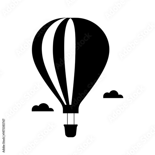 Hot Air Balloon Floating Grass Silhouette