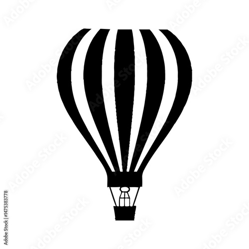 Hot Air Balloon Floating Grass Silhouette