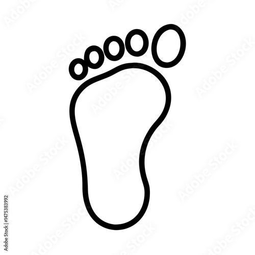 Outline drawing of a human foot with toes depicted as circles in a minimalist style on white background