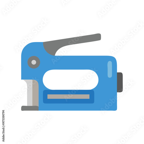 Blue and gray staple gun flat icon vector illustration