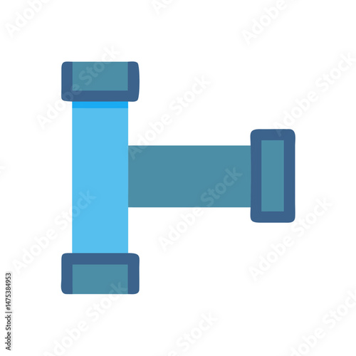 Stylized flat illustration of a blue plumbing pipe fitting