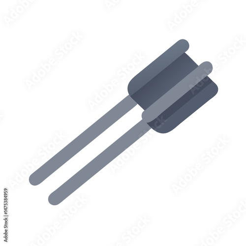 Abstract pair of gray spatulas on solid black backdrop