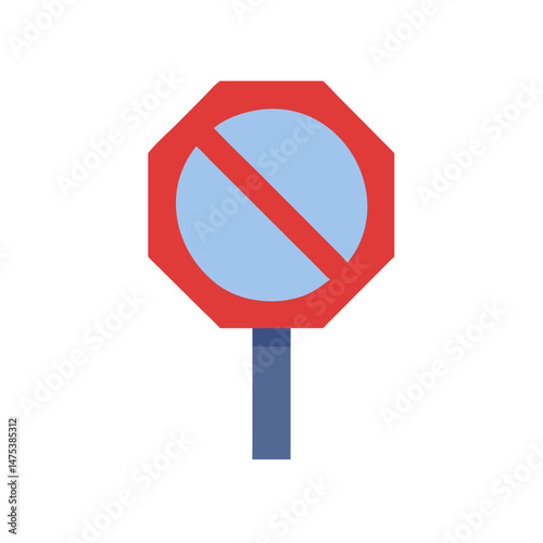 Isolated flat design prohibition sign on White Background