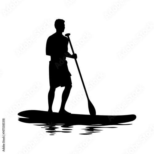 Paddleboarder on Water Silhouette Set
