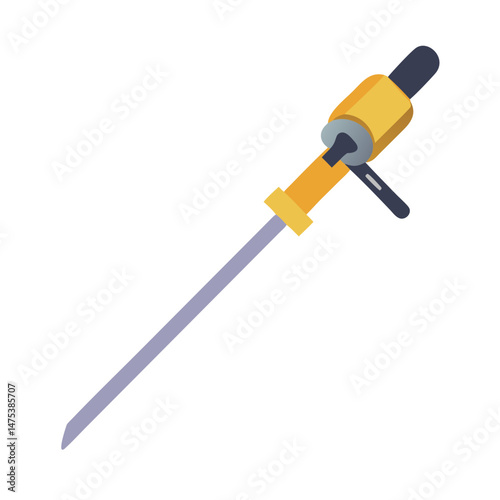 Flat vector icon of handheld hydraulic jackhammer on White