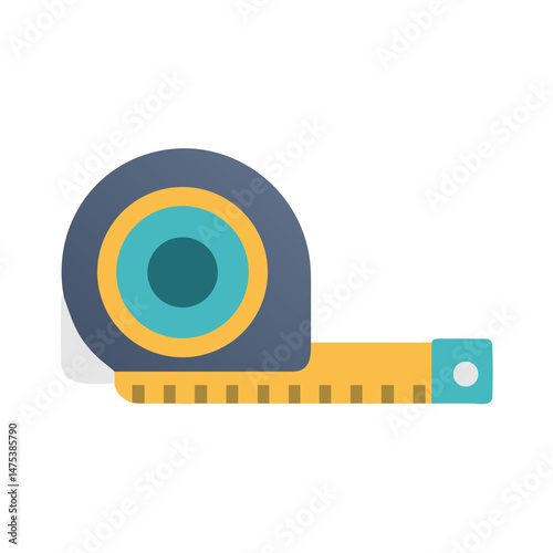 Flat vector illustration of a tape measure on White