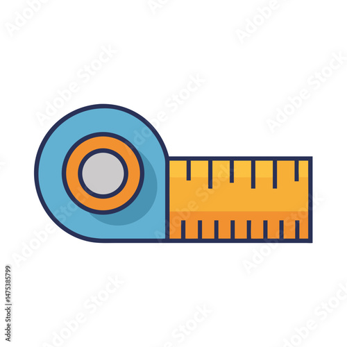 Flat lay illustration of an isolated tape measure tool