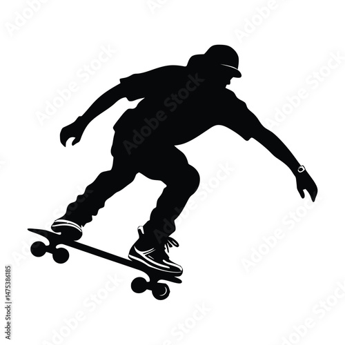 Roller Skater in Motion Silhouette Set