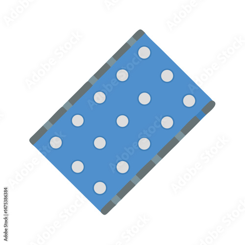 Flat illustration of blue sponge with white circles texture