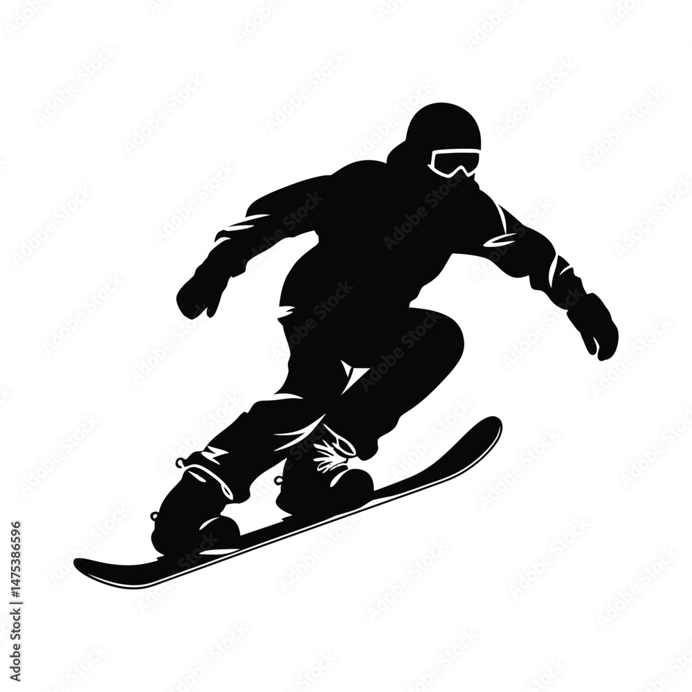 Obraz premium Snowboarder in Mid Air Silhouette Clipart