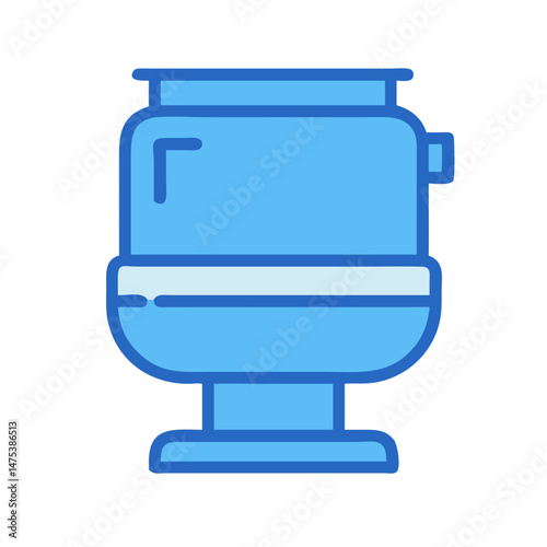 Simple blue toilet bowl line art style icon