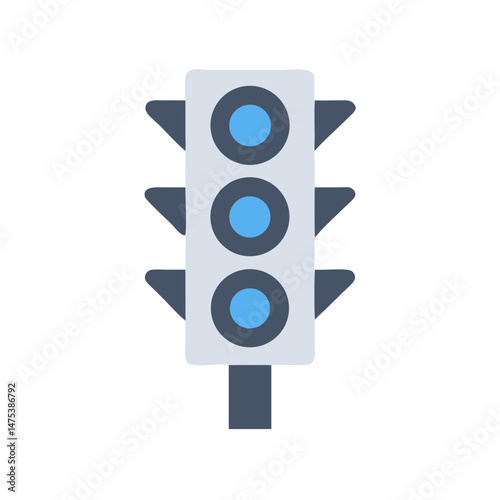 Minimalistic light blue traffic light on White Background image