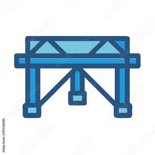 Blue structural framework graphic illustration on White Background
