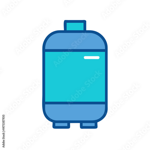 Isolated blue water tank illustration on solid black backdrop