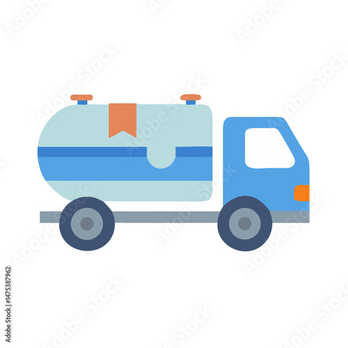 Vector flat illustration of a stylized water tank truck