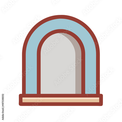 Flat icon illustration of arched window or doorway frame