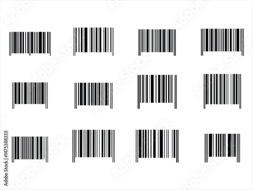 collection of barcode icon vector on white background.
