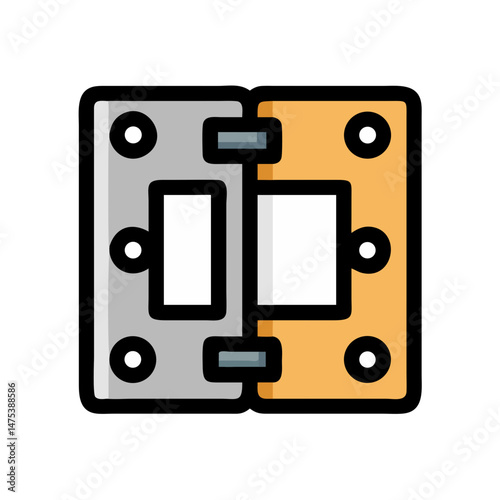 Simple Hinge Illustration with Orange and Silver Palettes