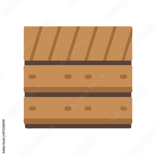 Brown Wooden Crate Container Box on Dark Background Illustration
