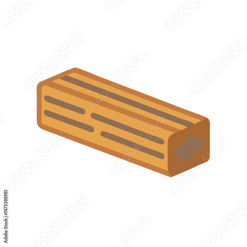 Stylized log in isometric view on a White Background