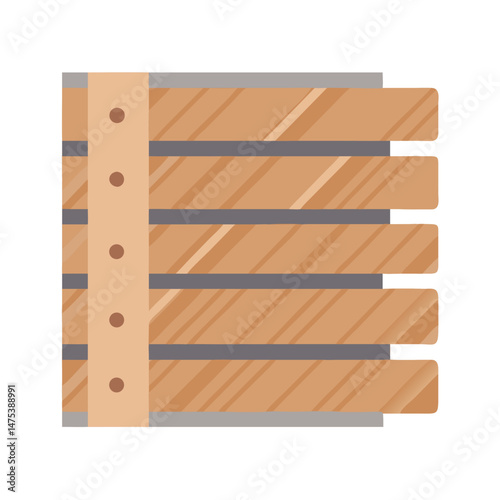 Stylized wooden window shutter illustration on a White Background