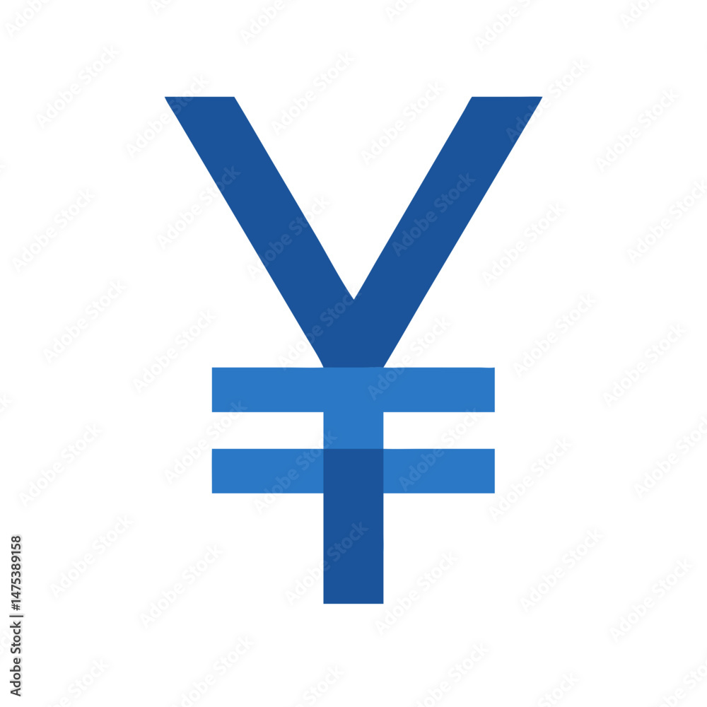 Fototapeta premium Graphic blue Japanese Yen currency symbol on White Background