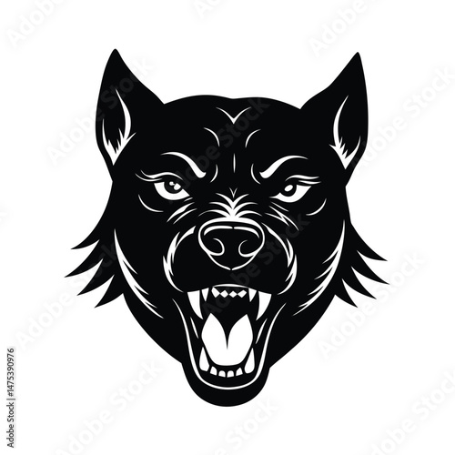angry dog head vector silhouette photo