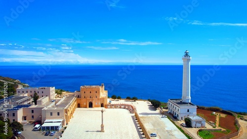 Santa Maria di Leuca - Italy, Apulia - Aerial view of the Cape Lighthouse in front of the Adriatic Sea