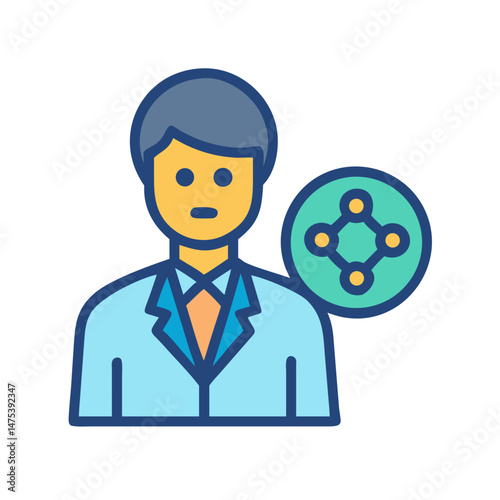 Data analysis expert illustration icon, data connection metaphor