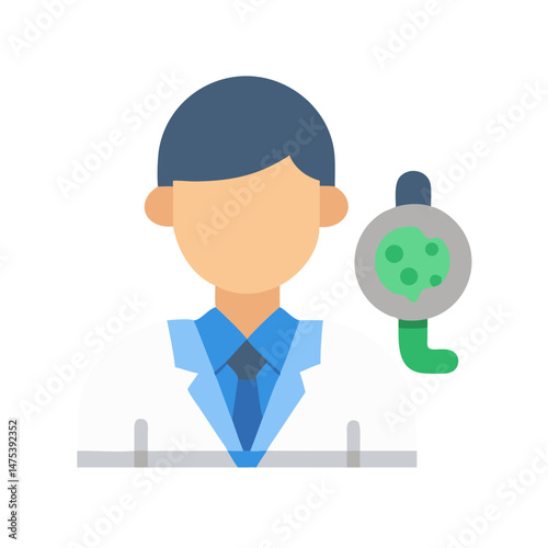 Scientist vector illustration with test tube, medicine, science