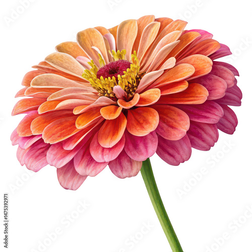 Zinnia png colorful flower png summer bloom png garden flower png layered petals png vibrant plant png ornamental flower png floral head png transparent background image
