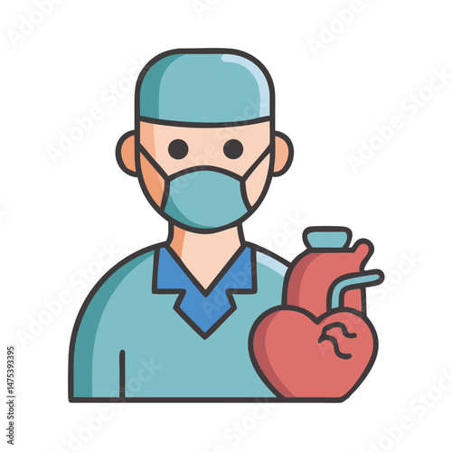 Cardiologist with heart icon, surgeon with heart disease