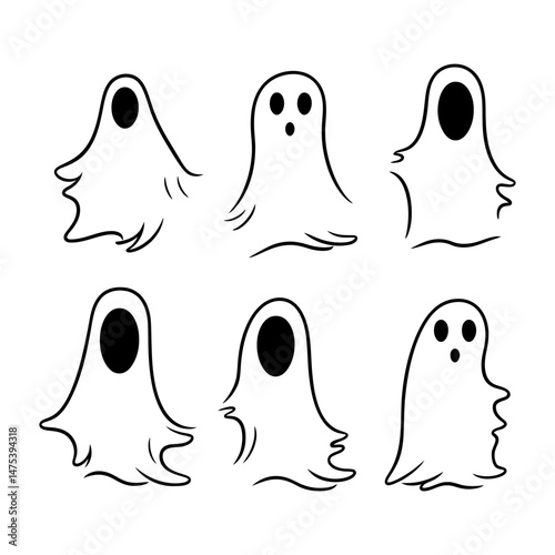 set of halloween ghosts