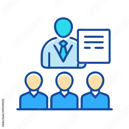 Training seminar icon with instructor and attendees