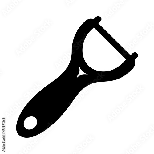Minimalist depiction of a vegetable peeler with a sleek and simple design