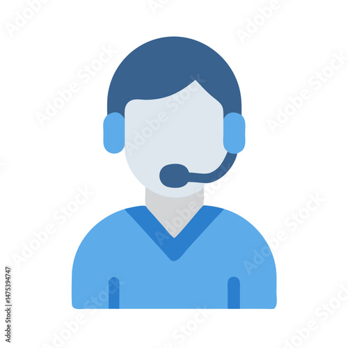 Customer service agent avatar with headset icon design