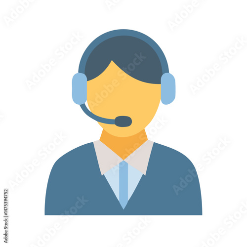 Flat vector icon of call center operator