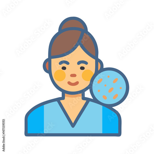 Woman with a Skin Condition Icon Illustration Vector