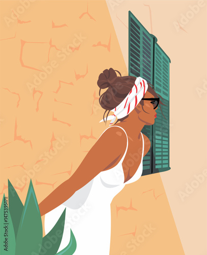Girl in front of the wall