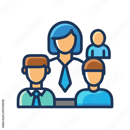 Business Team Icon: Leader and Teamwork Illustration