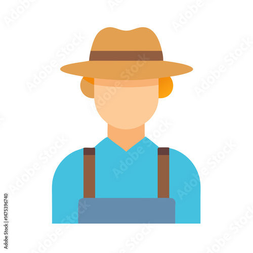 Flat design farmer icon illustration with a hat
