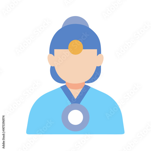 Female Doctor Icon with Stethoscope and Head Mirror