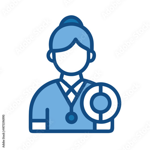 Healthcare Professional Icon: Woman Doctor with Stethoscope