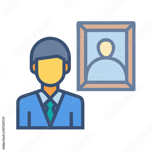 Business Presentation Icon: Depicting Strategy, History, and Legacy