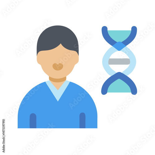 Person with DNA strand icon for medical concept