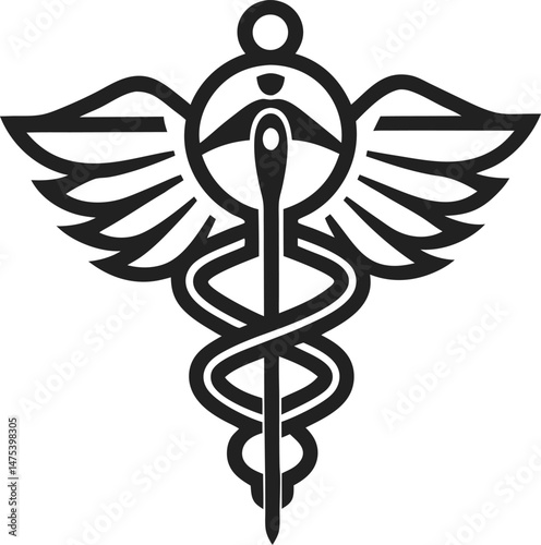 caduceus medical symbol on white background logo