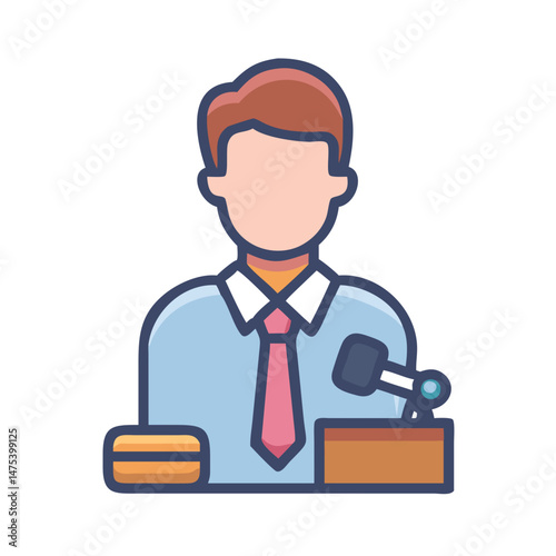 Professional Speaker Icon: Man Giving a Speech at Podium