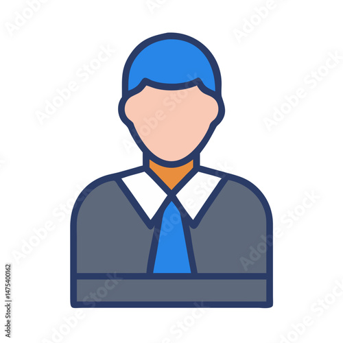 Man Icon with Tie and Blue Hair Design