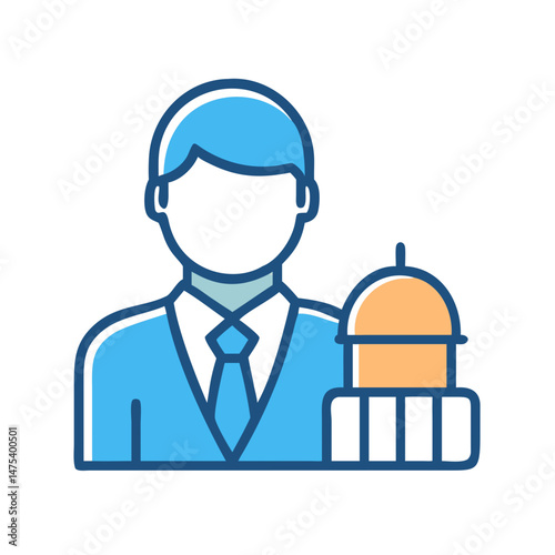 Banker or Financial Advisor Icon with Government Building