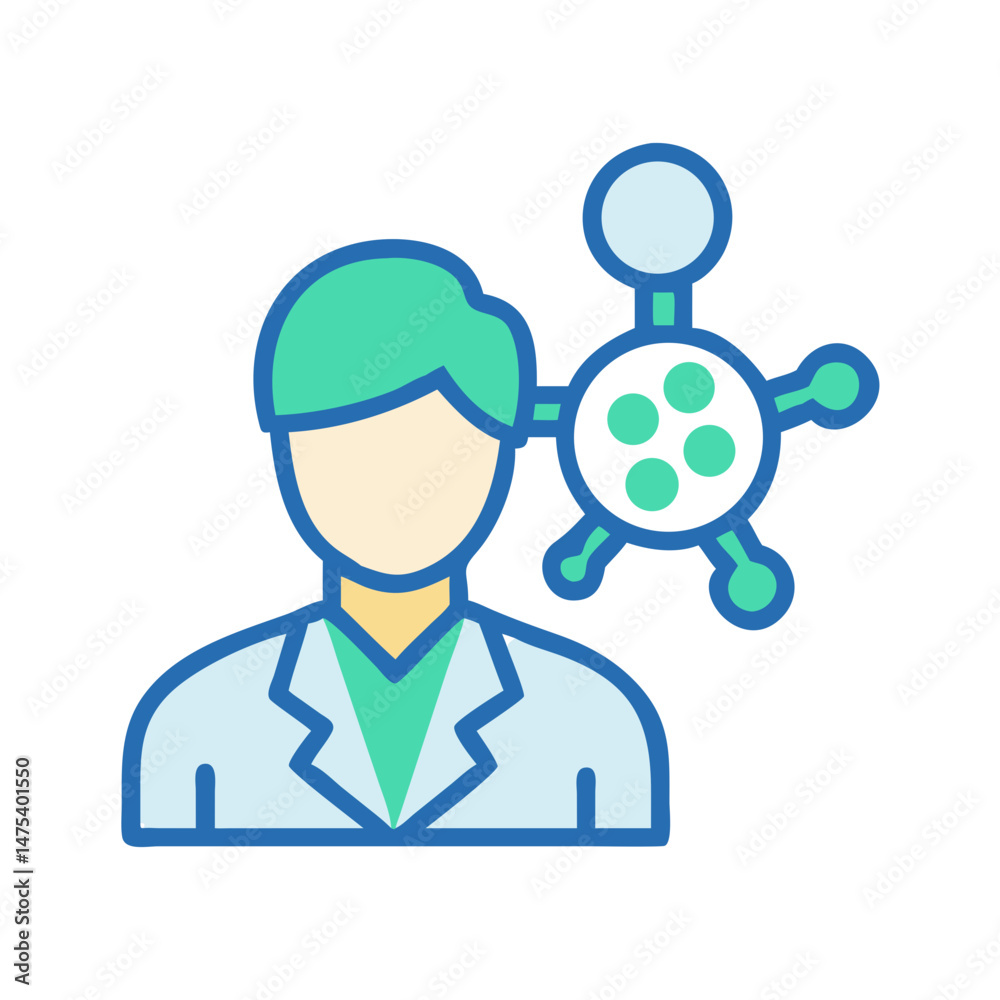 Fototapeta premium Scientist with Molecule, Vector Illustration on Black Background